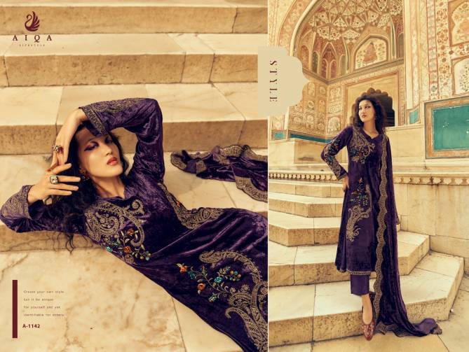 Sastra By Aiqa Winter Wear Fancy Work Velvet Salwar Kameez Wholesale Online